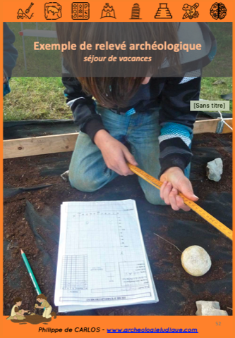 Exemple d'un travail de relevé sur un chantier archéologique lors d'une classe patrimoine